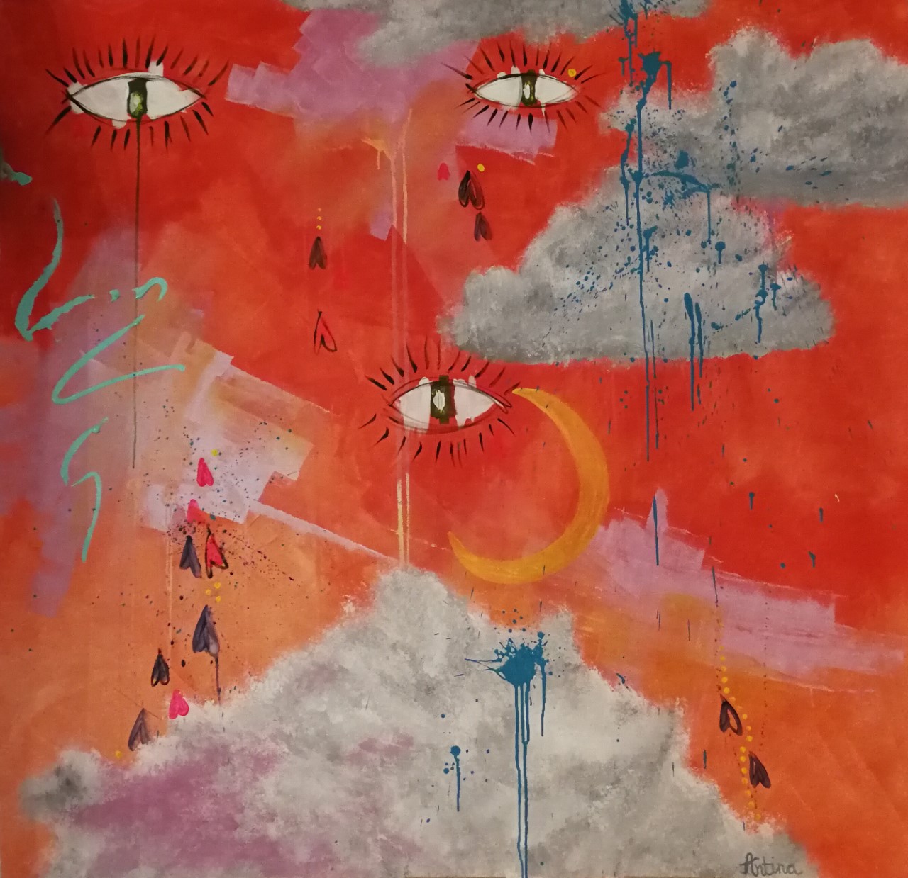 Meet me beneath the burning skies. Acrylic on canvas (135x135cm)