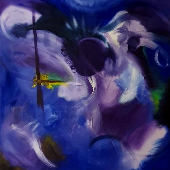 A spark in the dark. Acrylic on canvas.(100x100cm)