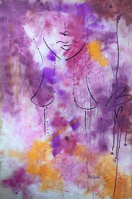 Dreamer – purple. Acrylic on paper (ca 80x120cm)