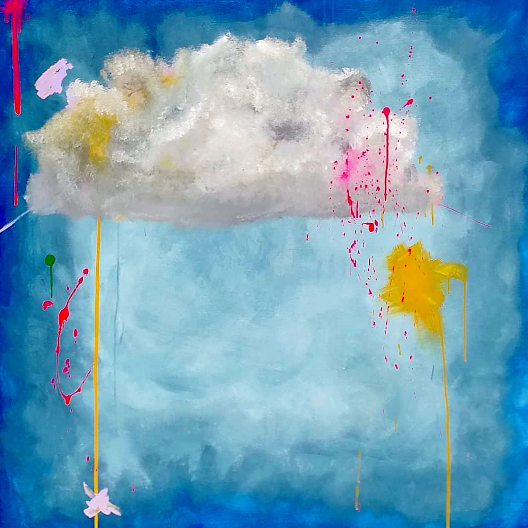 Floating in the blue. Acrylic on canvas (135x135cm)